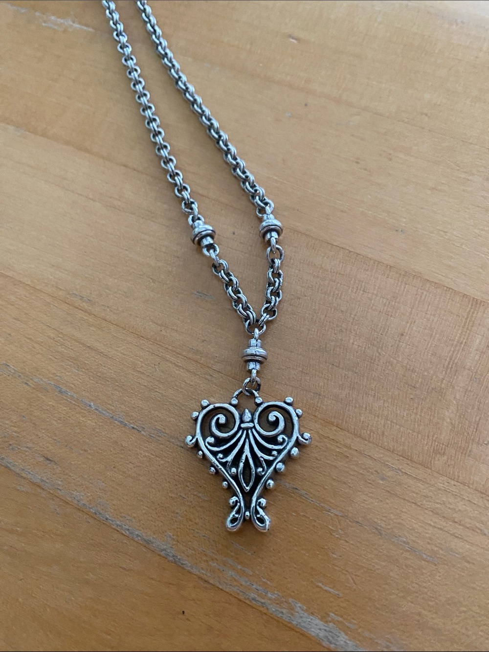 Brighton silver-plated Blaire heart pendant necklace featuring an ornate design